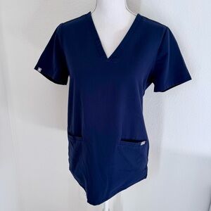 Figs Navy Blue Women's V-Neck Scrub Top